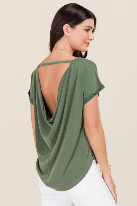 Mi Ami Myla Scoop Neck Tee - Olive