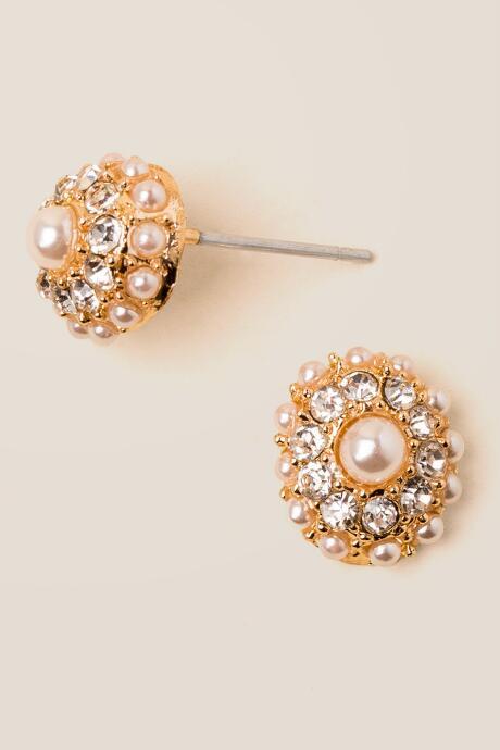Francesca's Faunia Crystal Pearl Stud Earring - Pearl