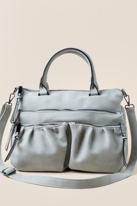 Francescas Linda Double Pocket Satchel - Gray
