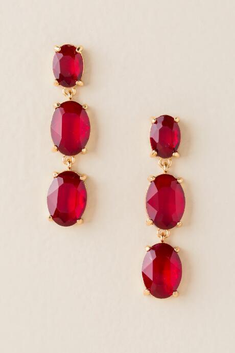 Francesca Inchess Devona Ruby Statement Earrings - Red