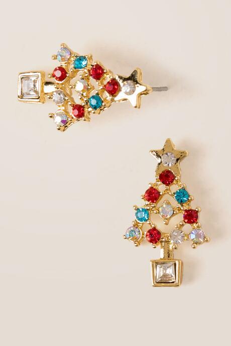 Francesca's Christmas Tree Stud Earring - Multi
