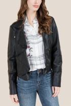 Francesca's Hadleigh Ruffle Front Moto Jacket - Black