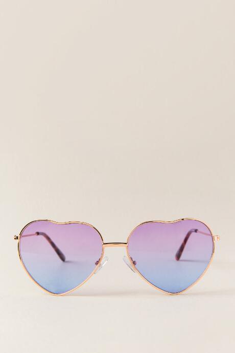 Francescas Elsa Heart Shaped Sunglasses - Gold