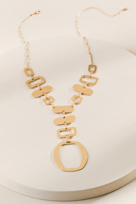 Francesca's Leah Geo Statement Metal Necklace - Gold