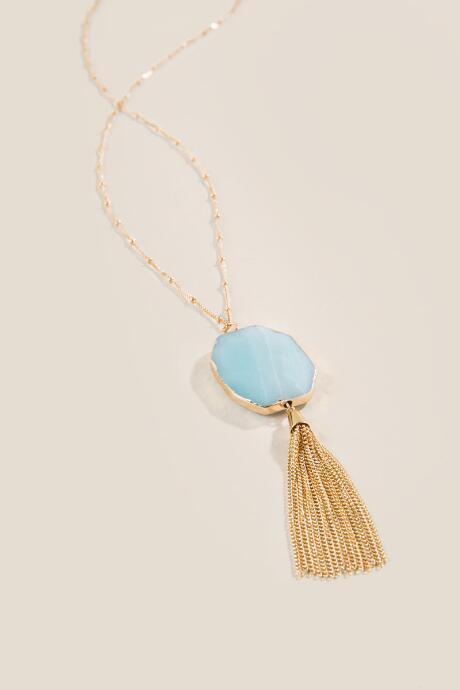Francesca Inchess Bailey Stone Tassel Pendant - Mint