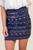 Francesca's Vivianne Beaded Mini Skirt - Ink Navy