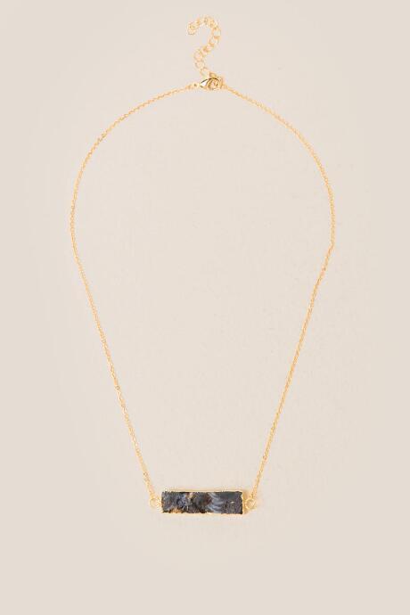 Francesca's Akela Druzy Rectangle Pendant - Gray