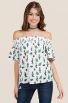 Francesca Inchess Elicia Smocked Double Ruffle Off The Shoulder Top - White