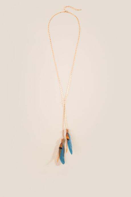 Francesca's Brooke Feather Knotted Necklace - Teal