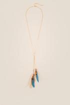 Francesca's Brooke Feather Knotted Necklace - Teal