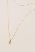 Francesca's Remmy Double Layer Cubic Zirconia Necklace - Gold