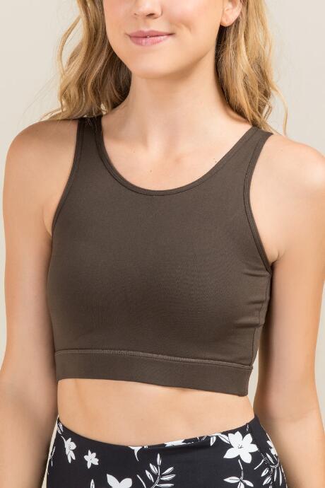 Francesca Inchess Serena Lace Up Back Crop Top - Dark Olive