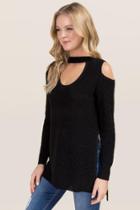 Mi Ami Khloe Cold Shoulder Choker Tunic - Black