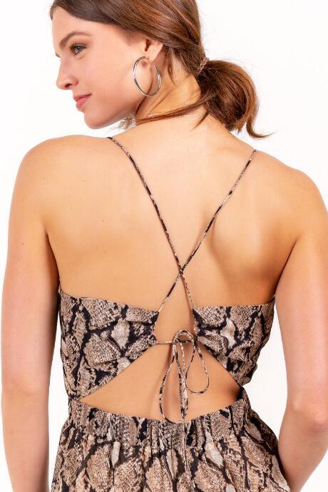 Francesca Inchess Tabitha Snake Print Jumpsuit - Beige
