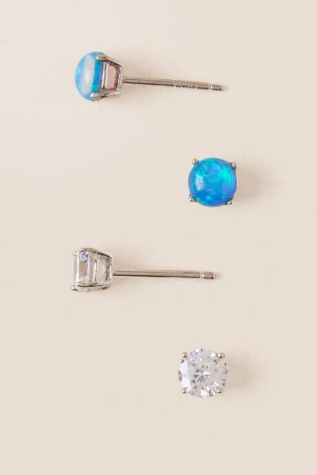 Francesca's Nya Cubic Zirconia Stud Set In Blue - Blue