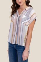 Francesca's Lucy Front Pocket Button Down Top - Ivory