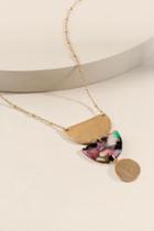 Francesca's Gia Marbled Resin Pendant Necklace - Multi