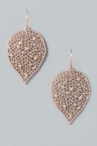 Francesca's Maxine Leaf Drop Earrings - Rose/gold