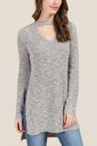 Francesca's Henrietta Choker Tunic Sweater - Taupe