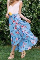 Blue Rain Helina Floral Ruffle Skirt - Oxford Blue