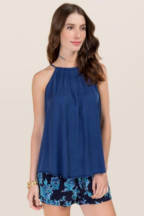 Blue Rain June High Neck Sleeveless Tank - Indigo