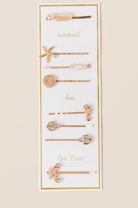 Francesca's Mermaid Hair Don't Care 8 Set Of Pins - Turquoise