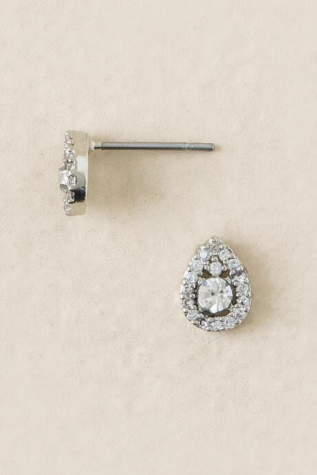 Francesca's Cassandra Cubic Zirconia Teardrop Stud Earring - Crystal