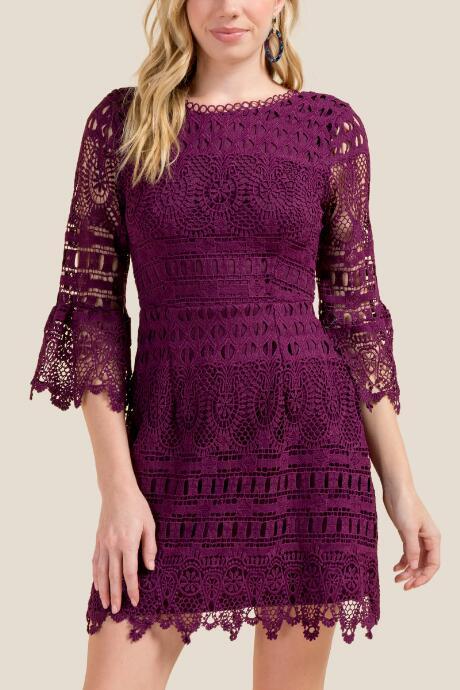 Francesca Inchess Melody Bell Sleeve Dress - Purple