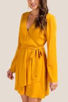 Francesca Inchess Jennie Bell Sleeve Wrap Dress - Marigold