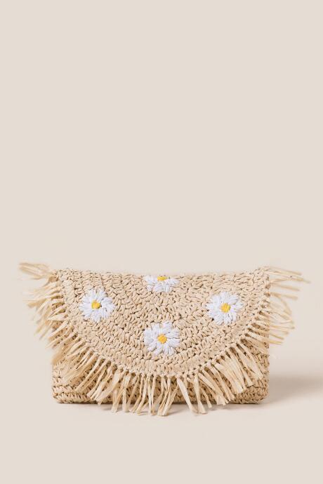 Francesca's Marlene Crochet Daisy Clutch - Natural