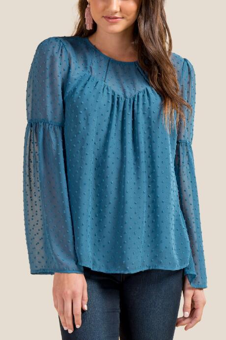 Francesca Inchess Carrie Sweetheart Swiss Dot Blouse - Dark Teal