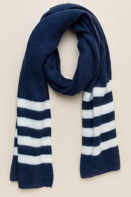 Francesca's Mia Striped Collegiate Oblong Scarf - Navy
