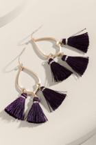 Francesca's Sarah Tasseled Teardrop Earrings - Purple
