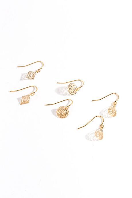 Francesca's Annika Small Drops Filligree Set - Gold