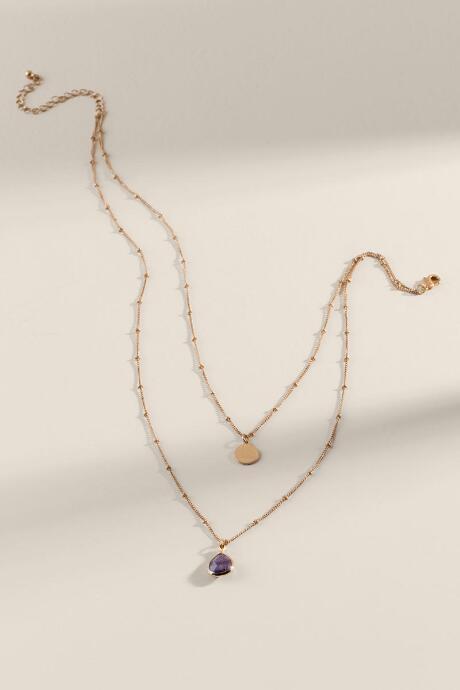 Francesca's Kingston Layered Semi Precious Necklace - Purple