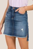 Francesca Inchess Dani Denim Split Step Hem Mini Skirt - Medium Wash