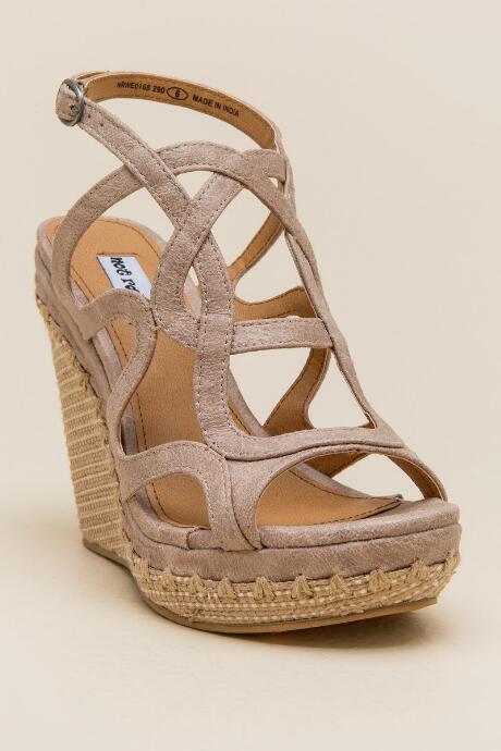 Not Rated Anatolia Strappy Raffia Wedge - Cream