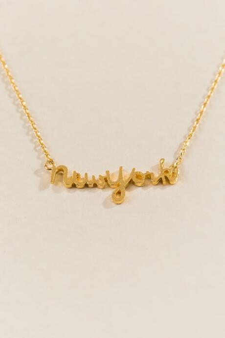 Francesca's New York Script Necklace - Gold