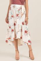 Francesca Inchess Joelle Ivory Floral Midi Skirt - Ivory