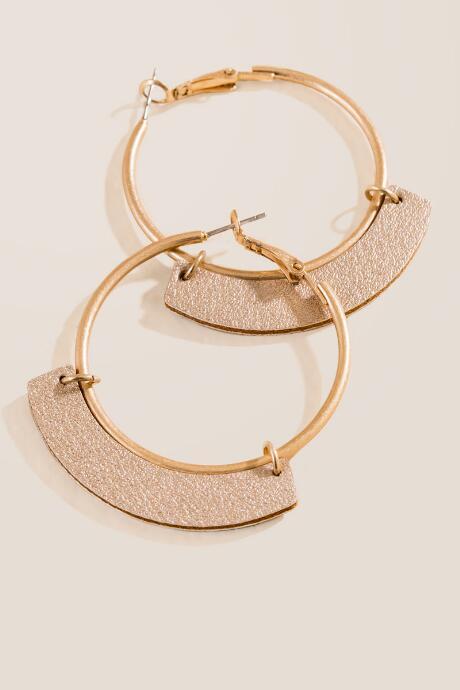 Francesca's Sofia Leather Bottom Hoop Earrings - Gold