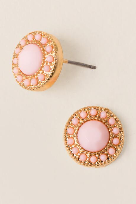 Francesca's Alycea Facet Stud Earring In Blush - Blush