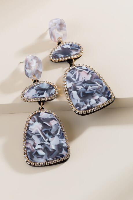 Francesca's Lina Marbled Resin Statement Earrings - Gray