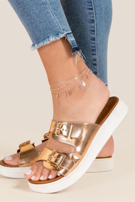 Francesca Inchess Lenora Rose Gold Leaf Anklet - Rose/gold