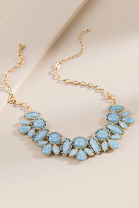 Francesca's Taylor Resin Statement Necklace - Light Blue