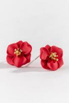 Francesca's Novalee Painted Flower Studs - Red