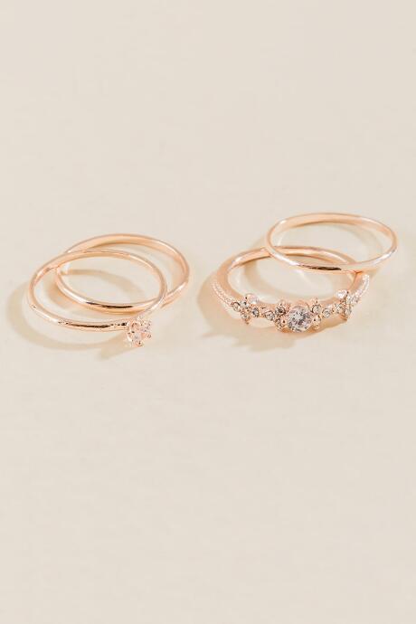 Francesca Inchess Kira Crystal Ring Set - Rose/gold
