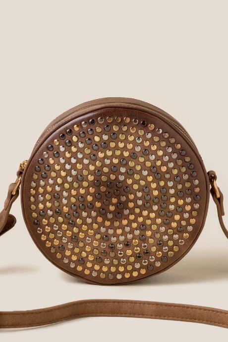 Francesca's Violetta Studded Canteen Crossbody - Taupe