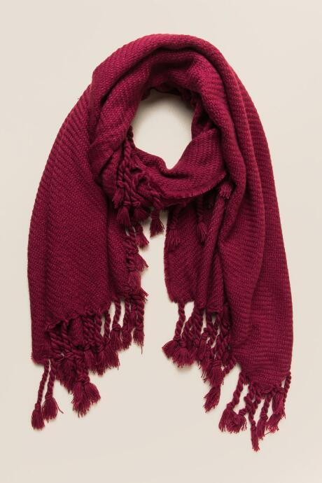 Francesca's Petra Fringe Knit Oblong Scarf - Burgundy