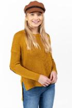 Francesca's Nakia Suede Elbow Sweater - Mustard