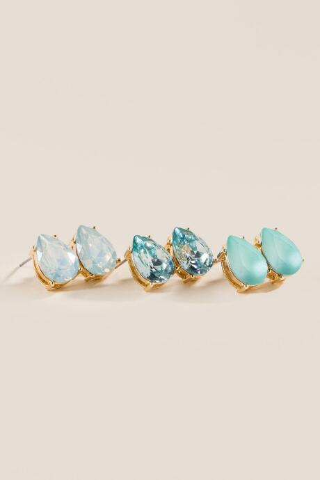 Francesca Inchess Ariel Crystal Teardrop Stud Set - Mint
